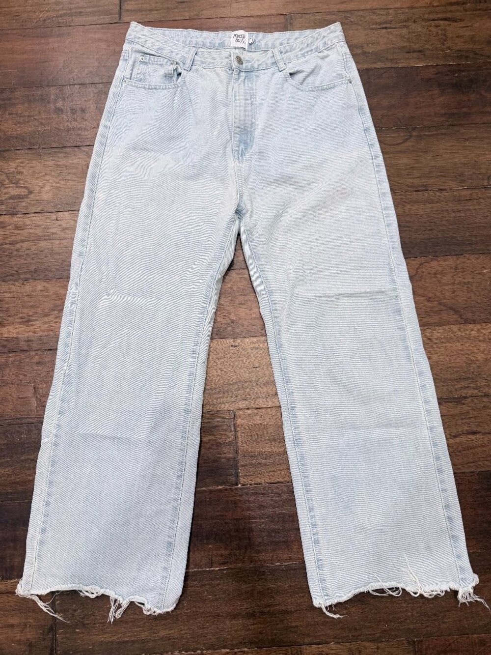 Princess Polly PP DNM Jeans US 10 Light Wash Raw Hem High Rise 100% Cotton Y2K